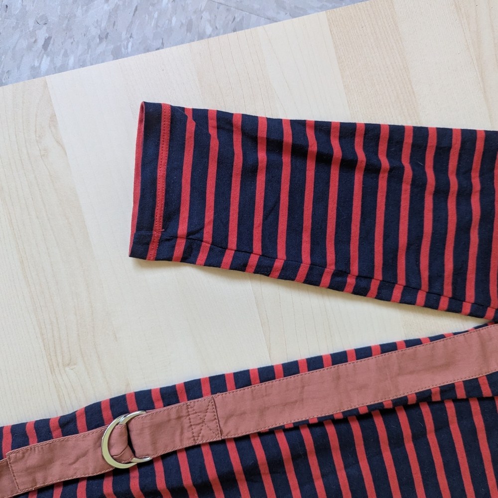 10‎ Crosby Derek Lam Red and Navy Striped Midi Dress - Picture 6 of 12